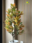 Premium Artificial Croton Plant | 160 cm | Orange-Green Mix Leaves | With Basic Pot