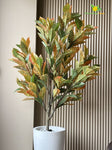 Premium Artificial Croton Plant | 160 cm | Orange-Green Mix Leaves | With Basic Pot
