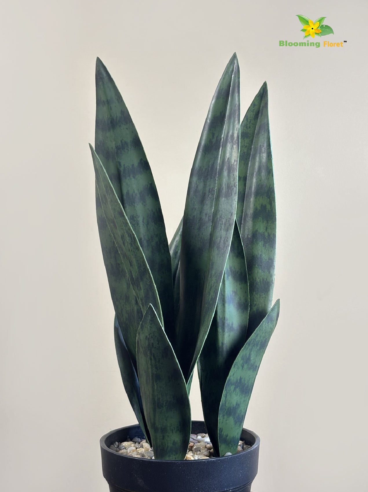 Artificial Snake Plant | 37 cm |Green | With Basic Pot