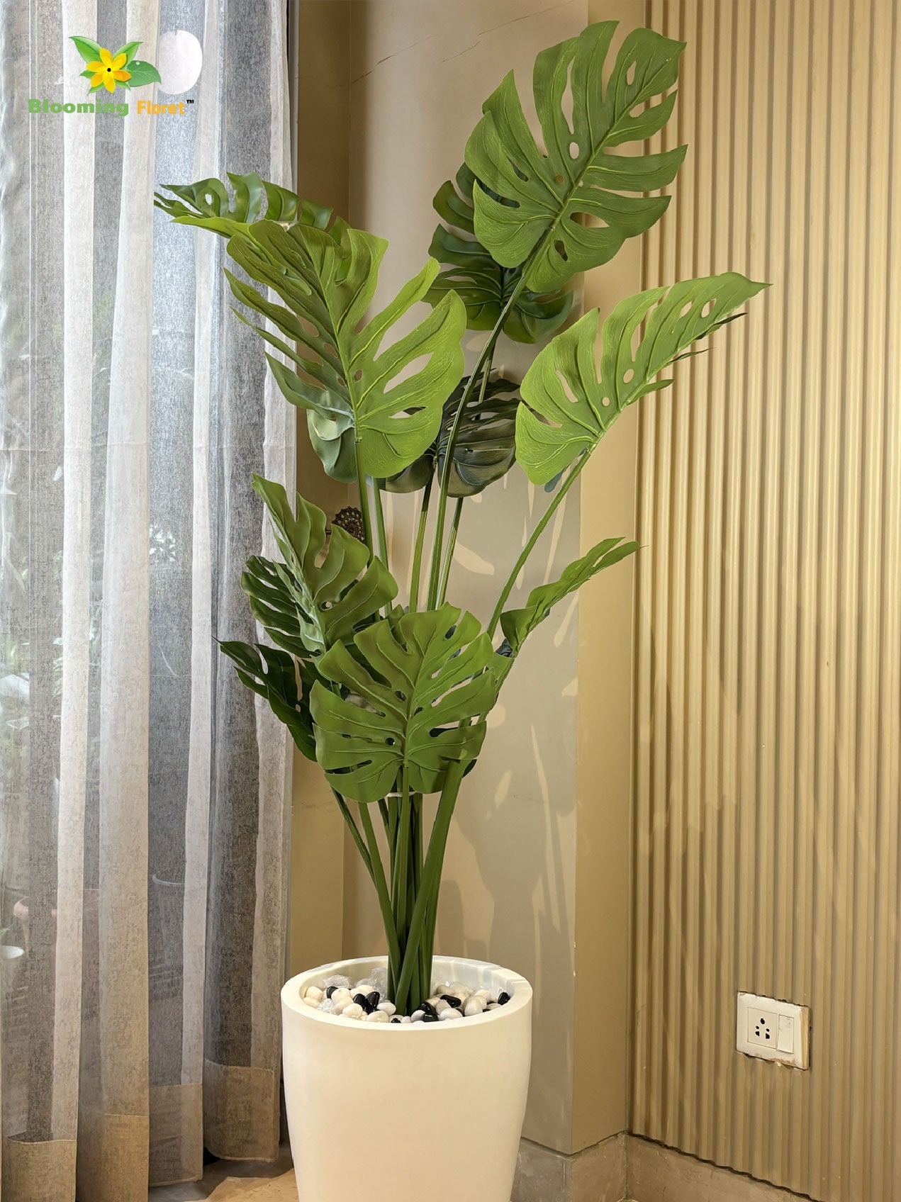 Artificial Monstera Plant | 165 cm | 12 Mix-Green Leaves | With Basic Pot