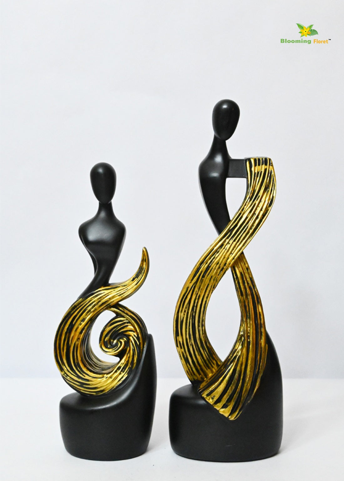 Serene Abstract Black & Gold Figures (set of 2)