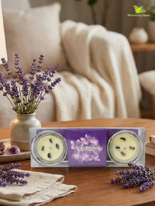 Glass Candle - Set of 2 Pcs, Lavender