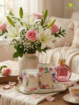 Scented Candle Glass Jar - Set of 2 Pcs, Vanilla Lily