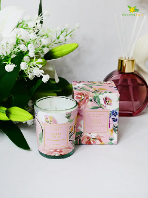 Scented Candle Glass Jar - Set of 2 Pcs, Sweet Rose