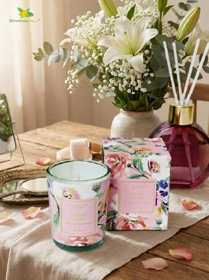 Scented Candle Glass Jar - Set of 2 Pcs, Sweet Rose