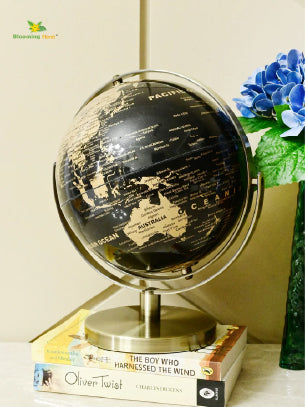 Globe on Metal Stand - Golden+Black