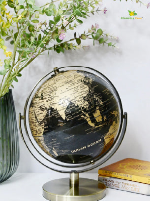 Globe on Metal Stand - Golden+Black