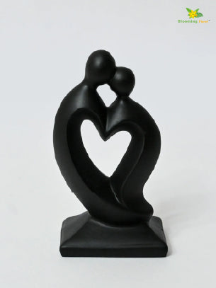 Couple Love Heart Figurine - Black
