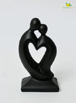 Couple Love Heart Figurine - Black