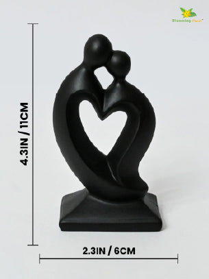 Couple Love Heart Figurine - Black