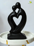 Couple Love Heart Figurine - Black