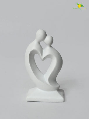 Couple Love Heart Figurine - White
