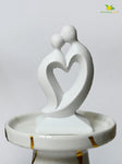 Couple Love Heart Figurine - White