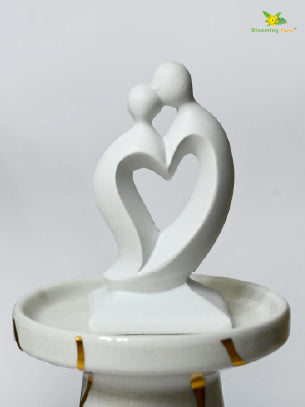 Couple Love Heart Figurine - White