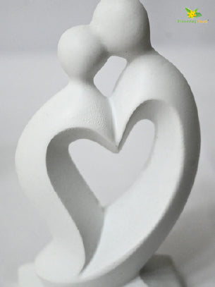 Couple Love Heart Figurine - White