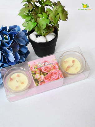 Glass Candle - Set of 2 Pcs, Rose