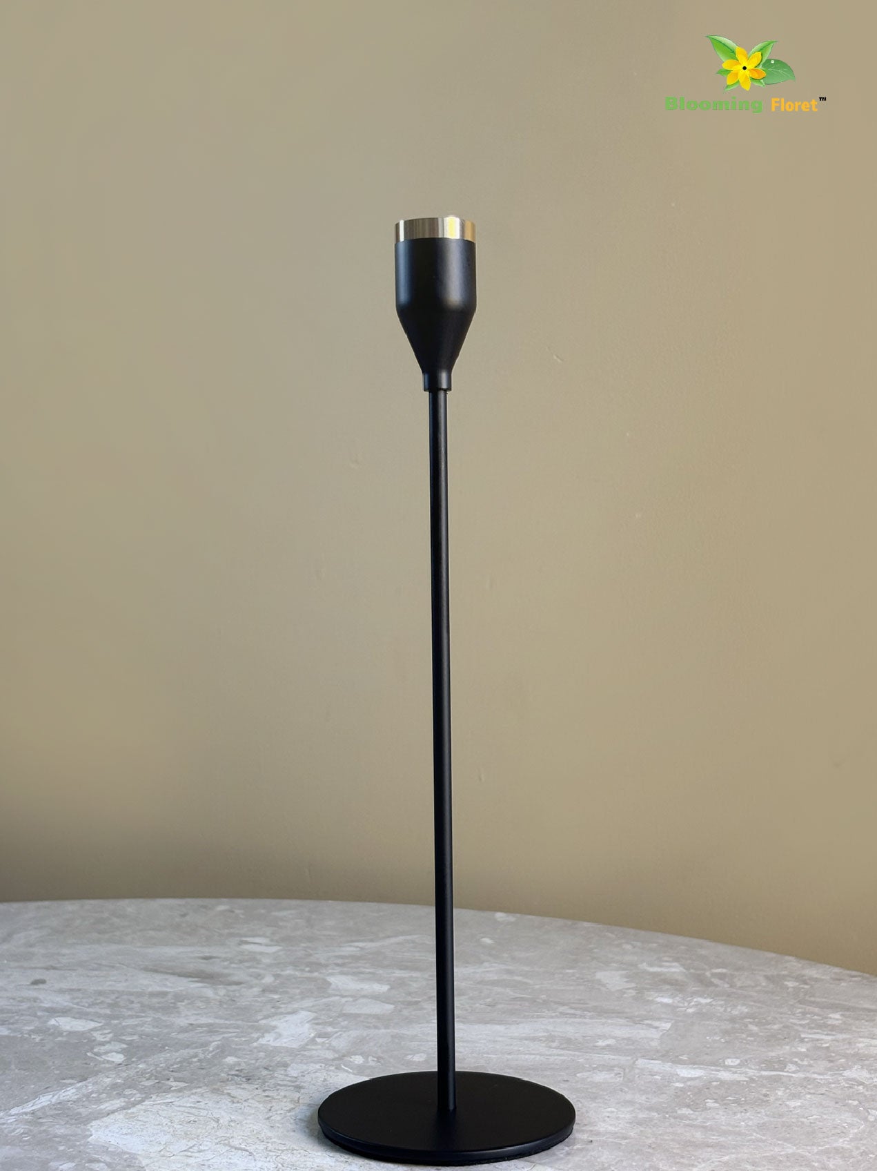Candle Holder with Gold Accent | Matt Black | Set of 3