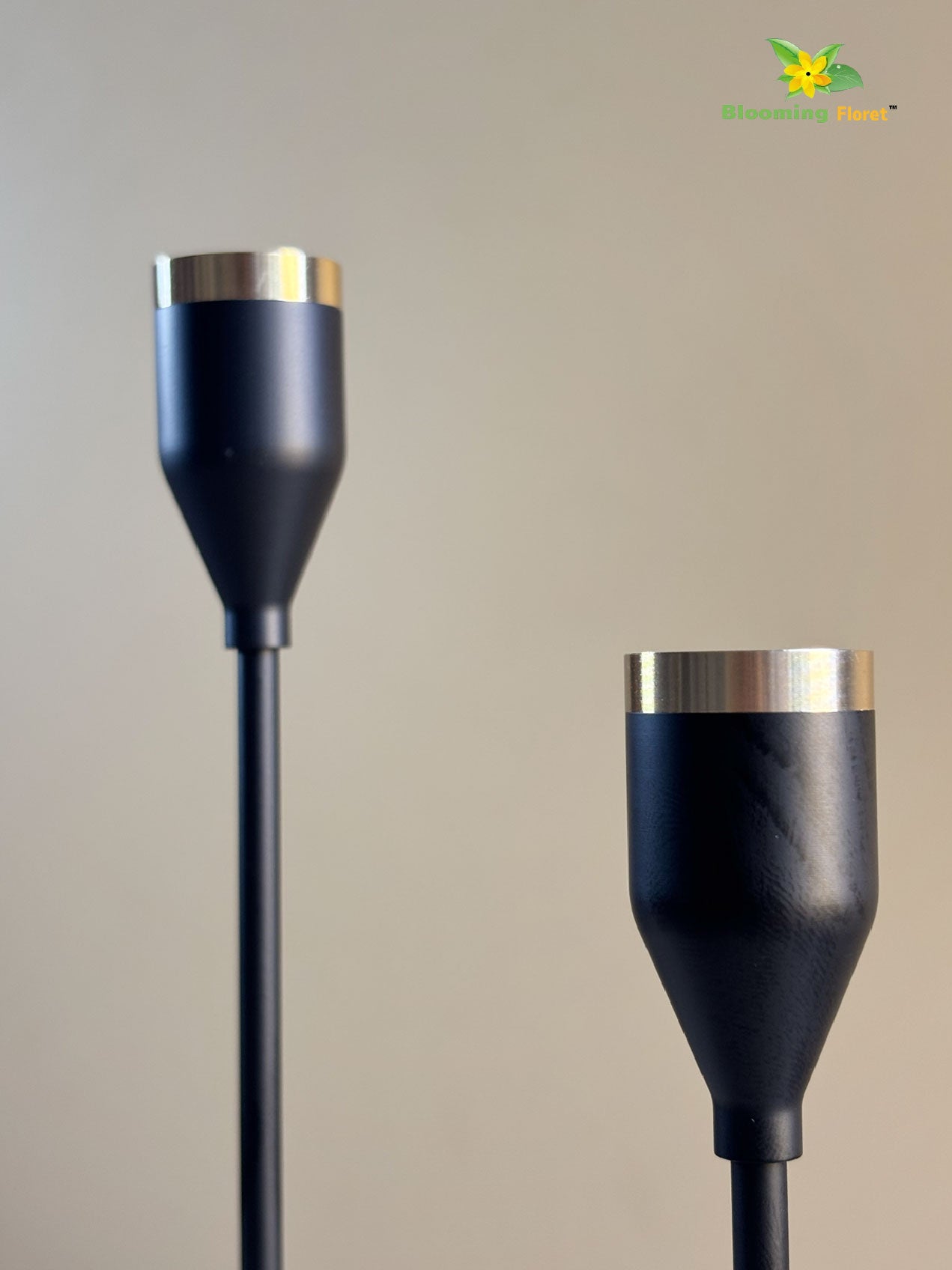 Candle Holder with Gold Accent | Matt Black | Set of 3