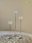 Golden Candle Holder with Glass Base (Circular Top)