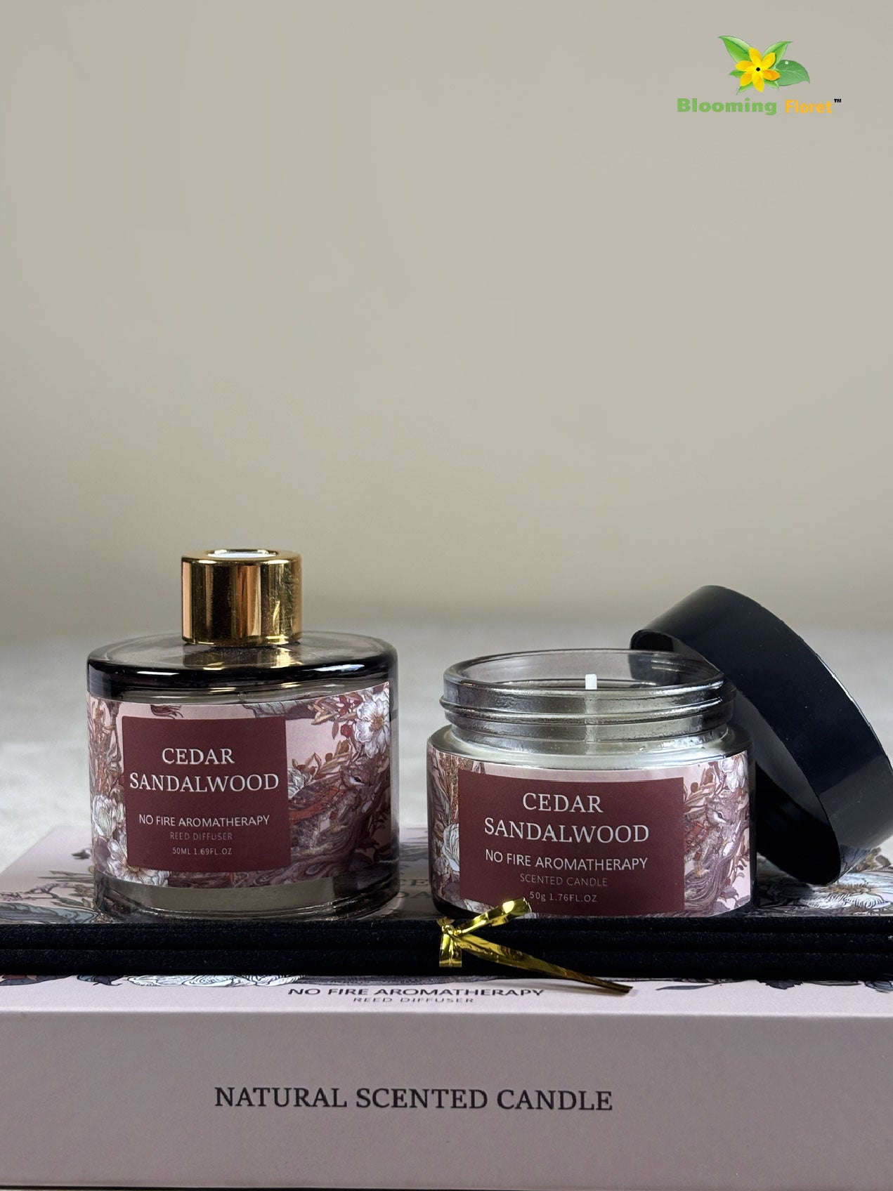 Aromatic Candle & Diffuser Set – Cedar Sandalwood | Ocean Sea Wave | Sakura Aroma