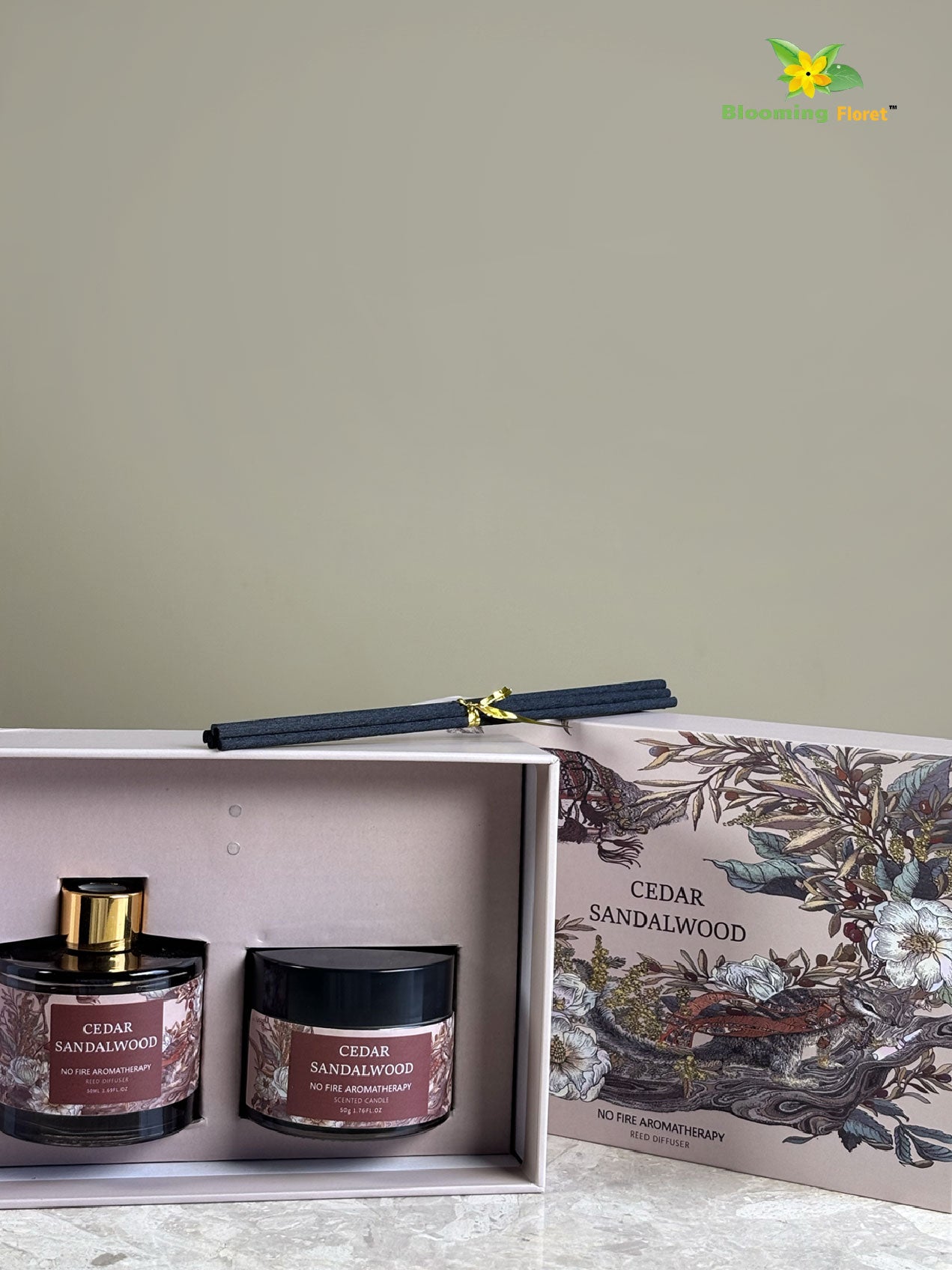 Aromatic Candle & Diffuser Set – Cedar Sandalwood