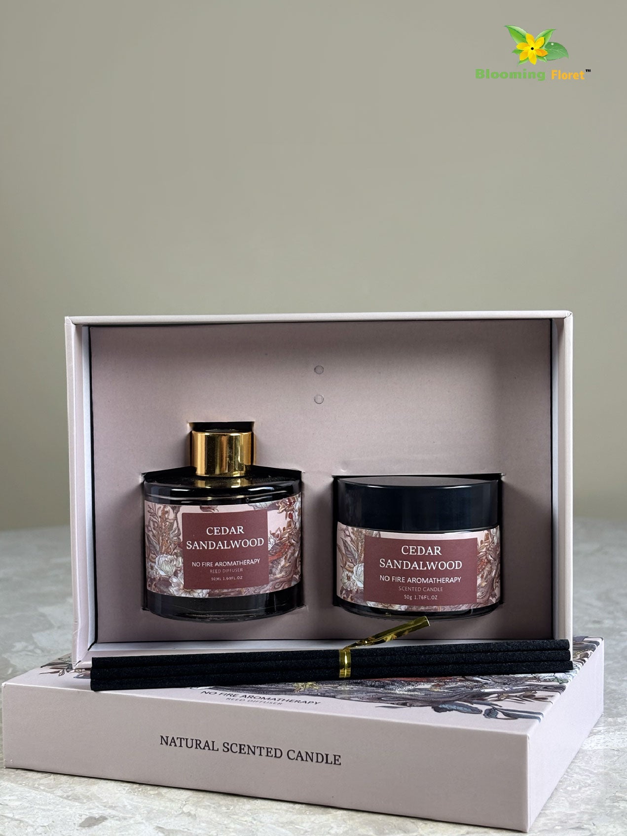Aromatic Candle & Diffuser Set – Cedar Sandalwood