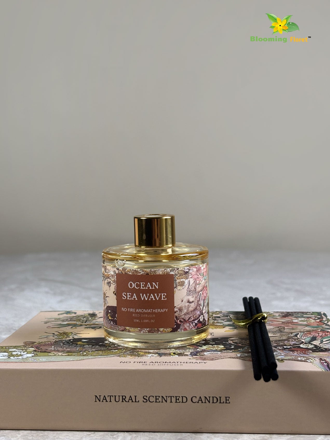 Aromatic Candle & Diffuser Set – Cedar Sandalwood | Ocean Sea Wave | Sakura Aroma