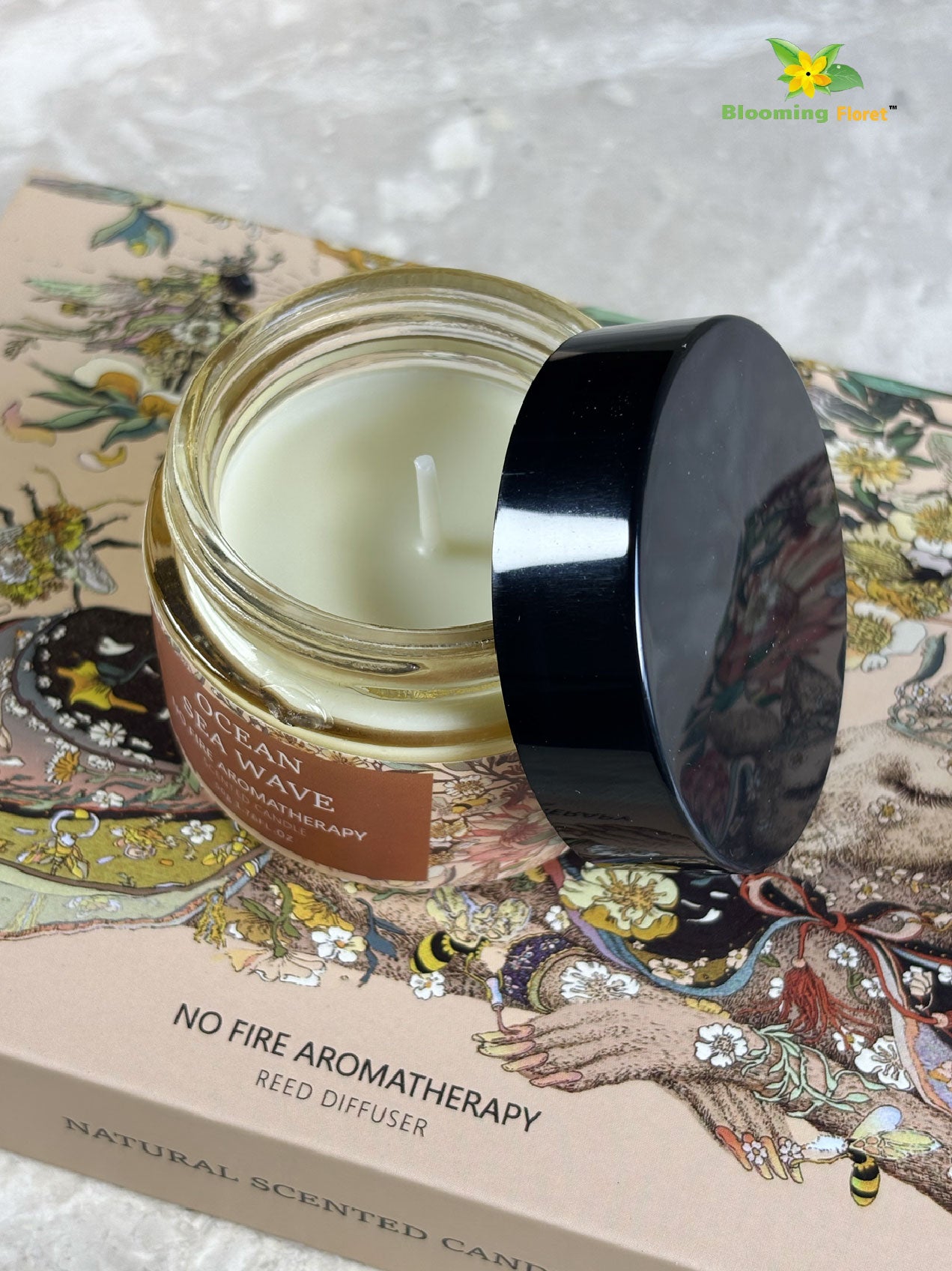 Aromatic Candle & Diffuser Set – Cedar Sandalwood | Ocean Sea Wave | Sakura Aroma