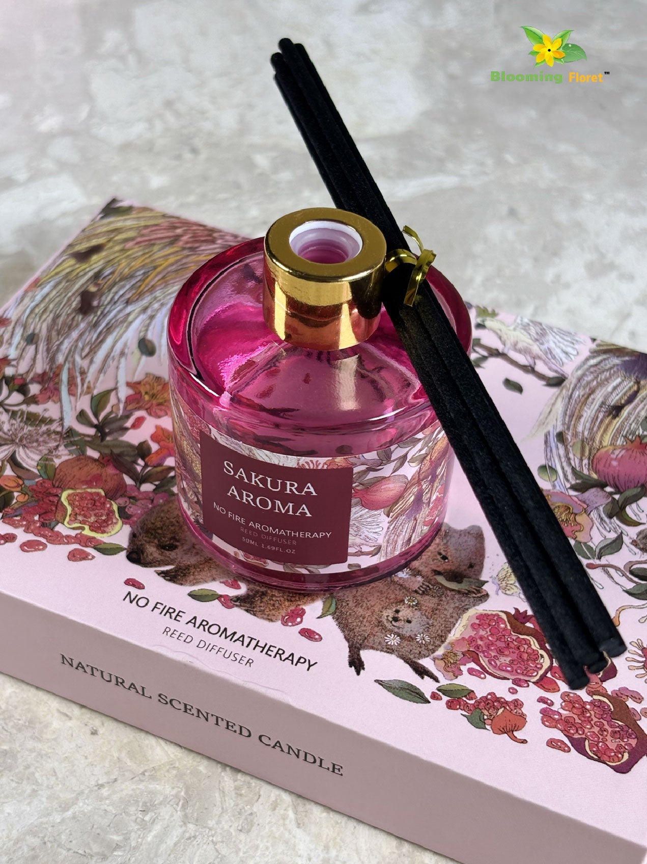 Aromatic Candle & Diffuser Set – Cedar Sandalwood | Ocean Sea Wave | Sakura Aroma