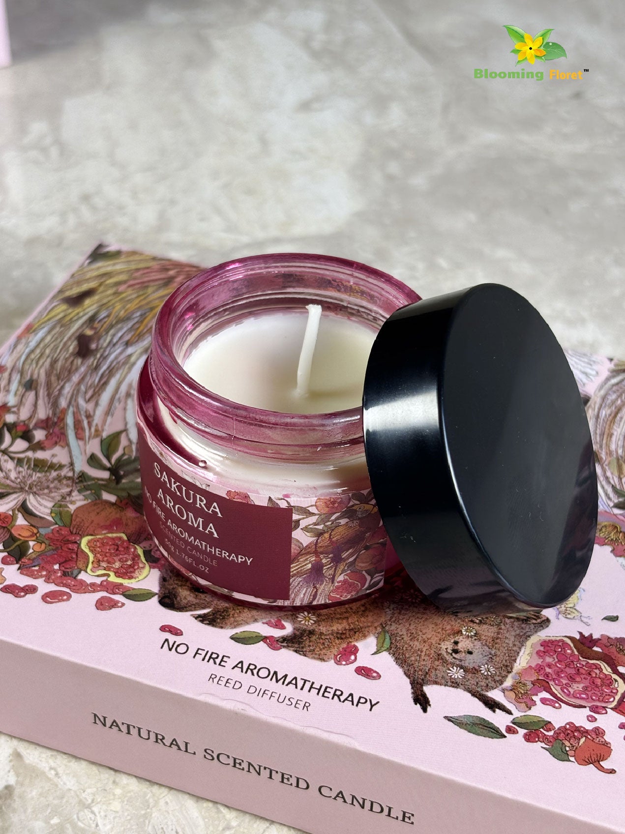 Aromatic Candle & Diffuser Set – Cedar Sandalwood | Ocean Sea Wave | Sakura Aroma