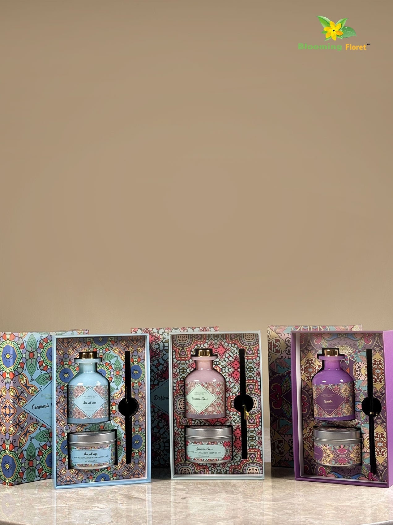 Premium Diffuser & Scented Candle Gift Set – 3 Fragrance Variants