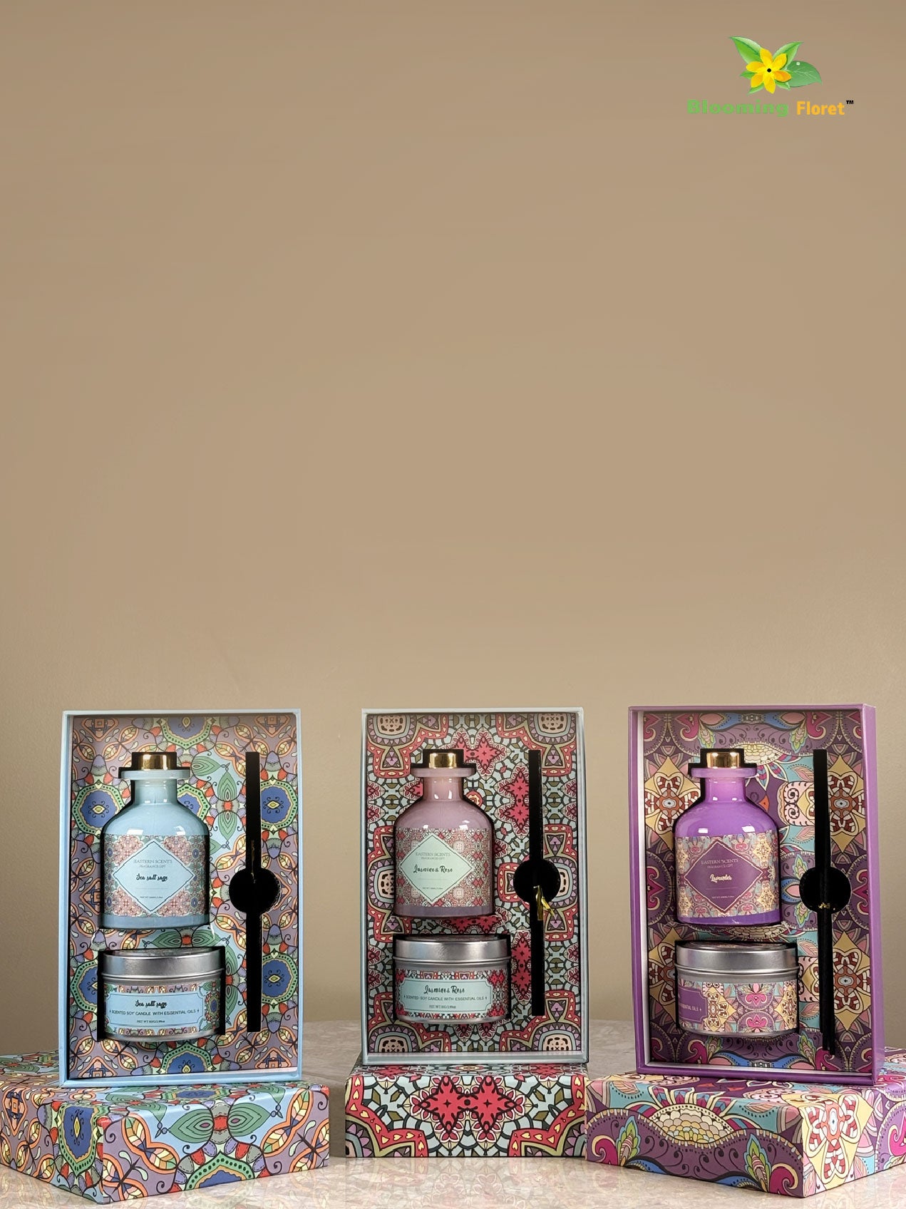 Premium Diffuser & Scented Candle Gift Set – 3 Fragrance Variants