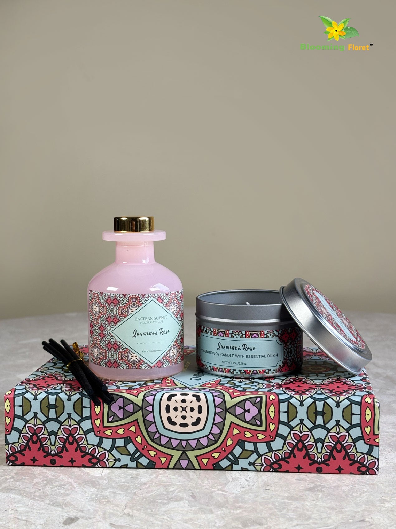 Premium Diffuser & Scented Candle Gift Set – 3 Fragrance Variants