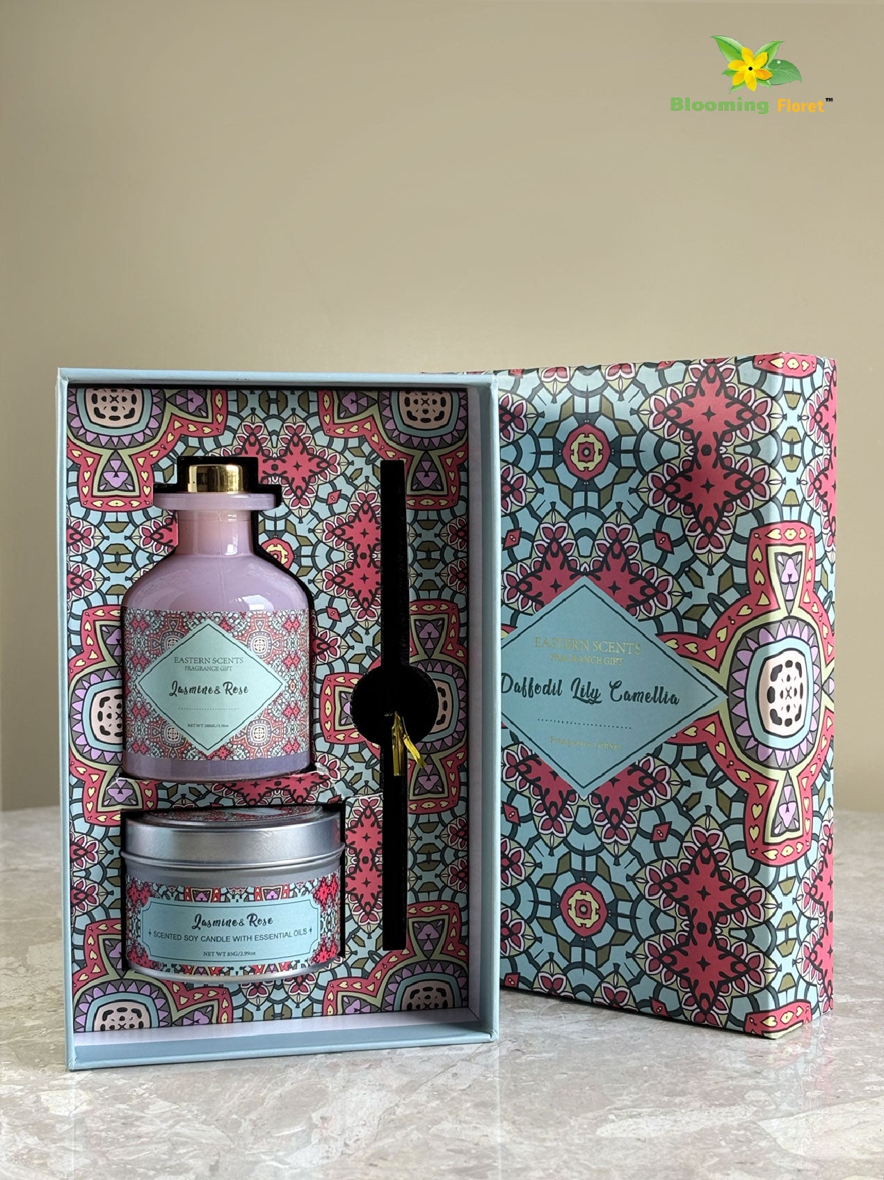 Premium Diffuser & Candle Set | 20 cm | Jasmine & Rose
