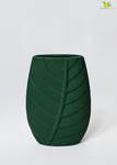 Leaf Impressed Ceramic Vase - Green