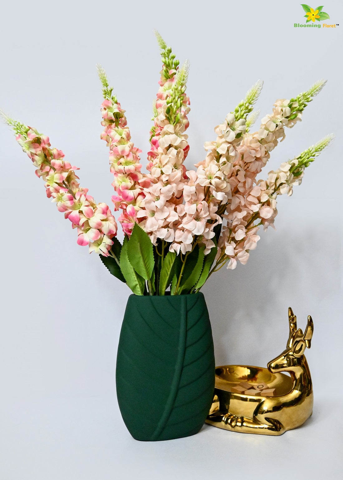 Leaf Impressed Ceramic Vase - Green