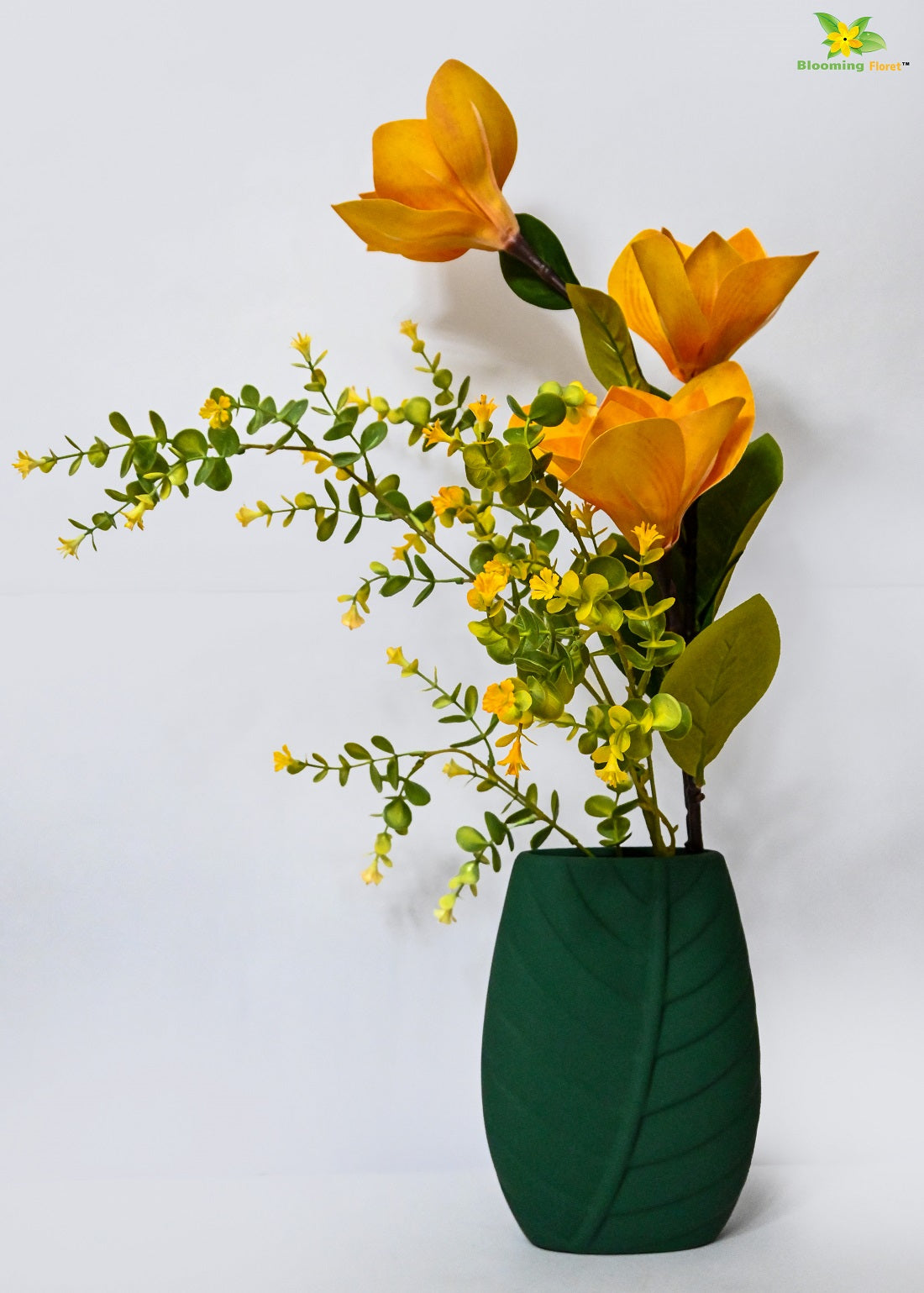 Leaf Impressed Ceramic Vase - Green