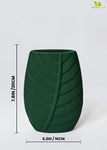 Leaf Impressed Ceramic Vase - Green