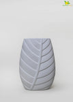 Leaf Impressed Ceramic Vase - White