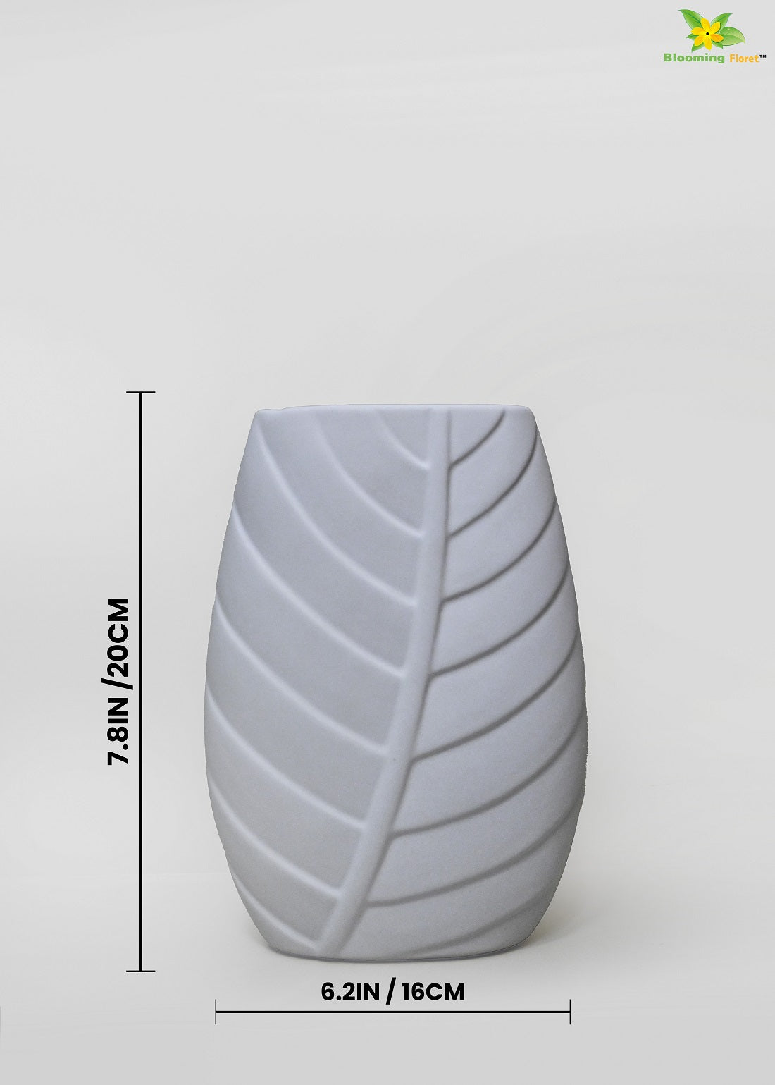 Leaf Impressed Ceramic Vase - White