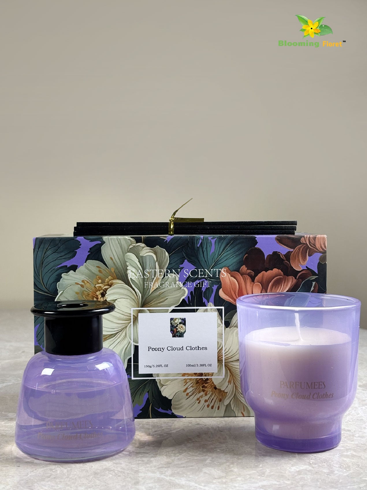 Large Diffuser & Candle Set | 19 cm | Peony Cloud Clothes
