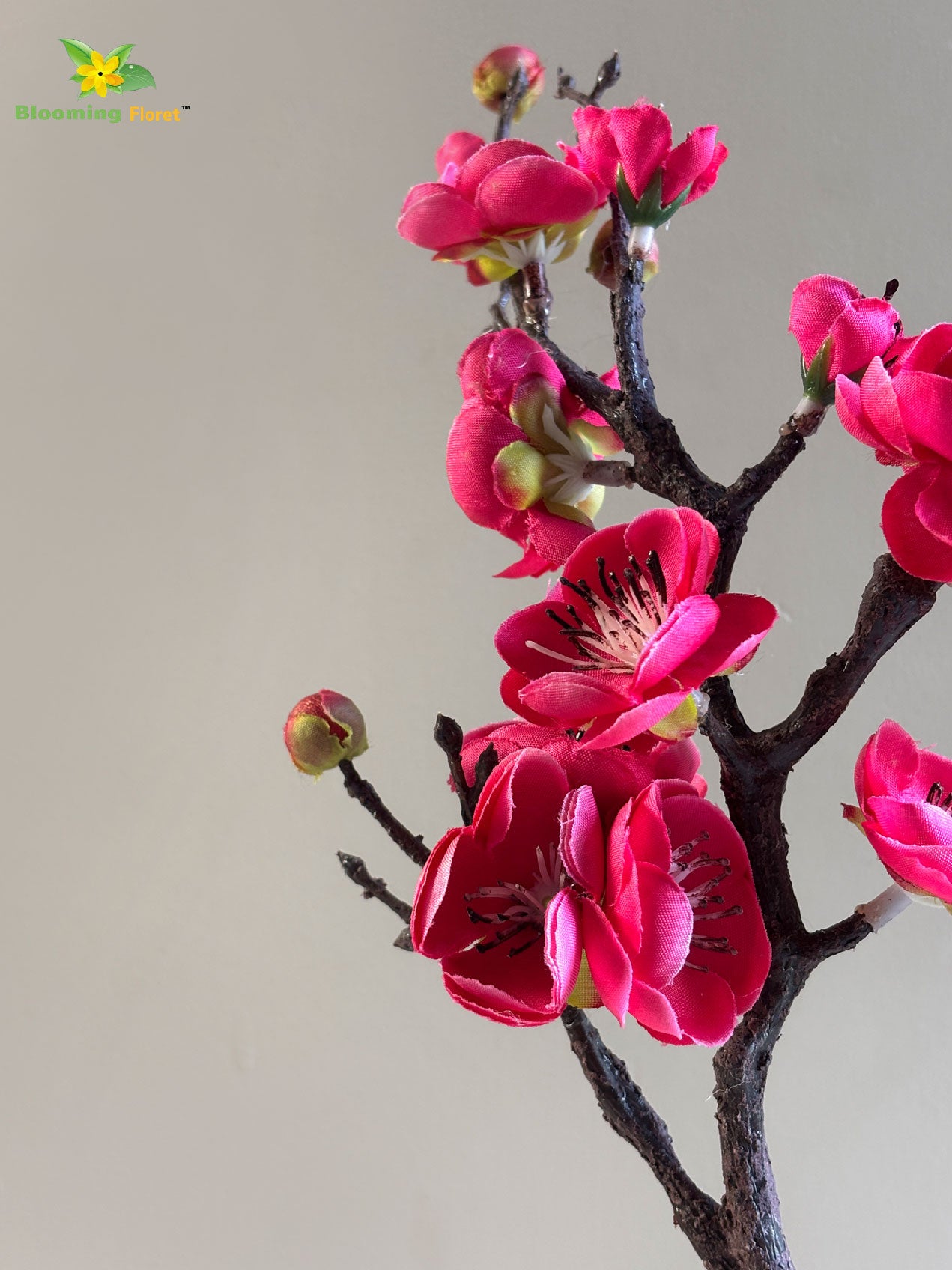 Small Plum Blossom Flower Stick (Set of 2) - Dark Pink