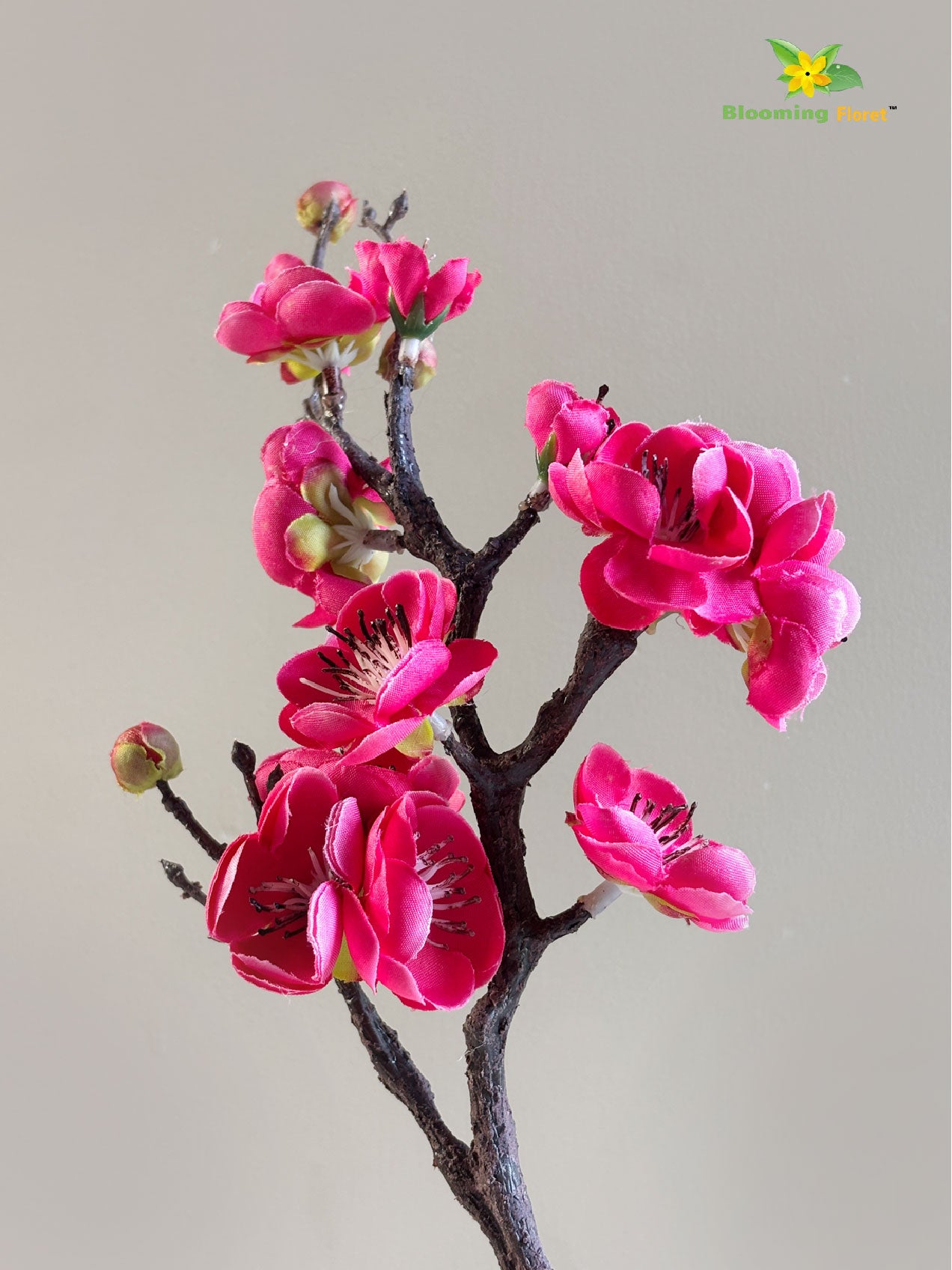 Small Plum Blossom Flower Stick (Set of 2) - Dark Pink