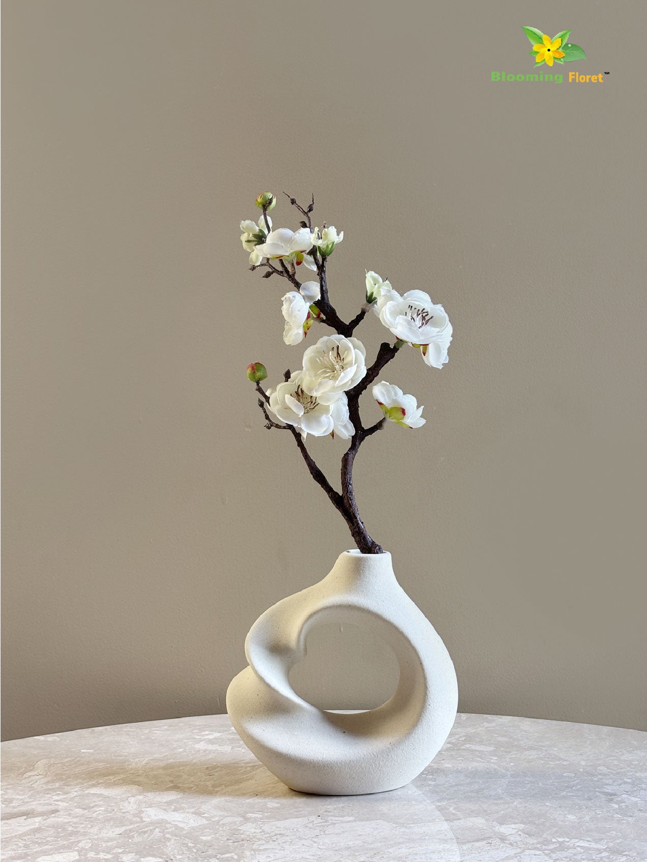 Small Plum Blossom Flower Stick (Set of 2) - White