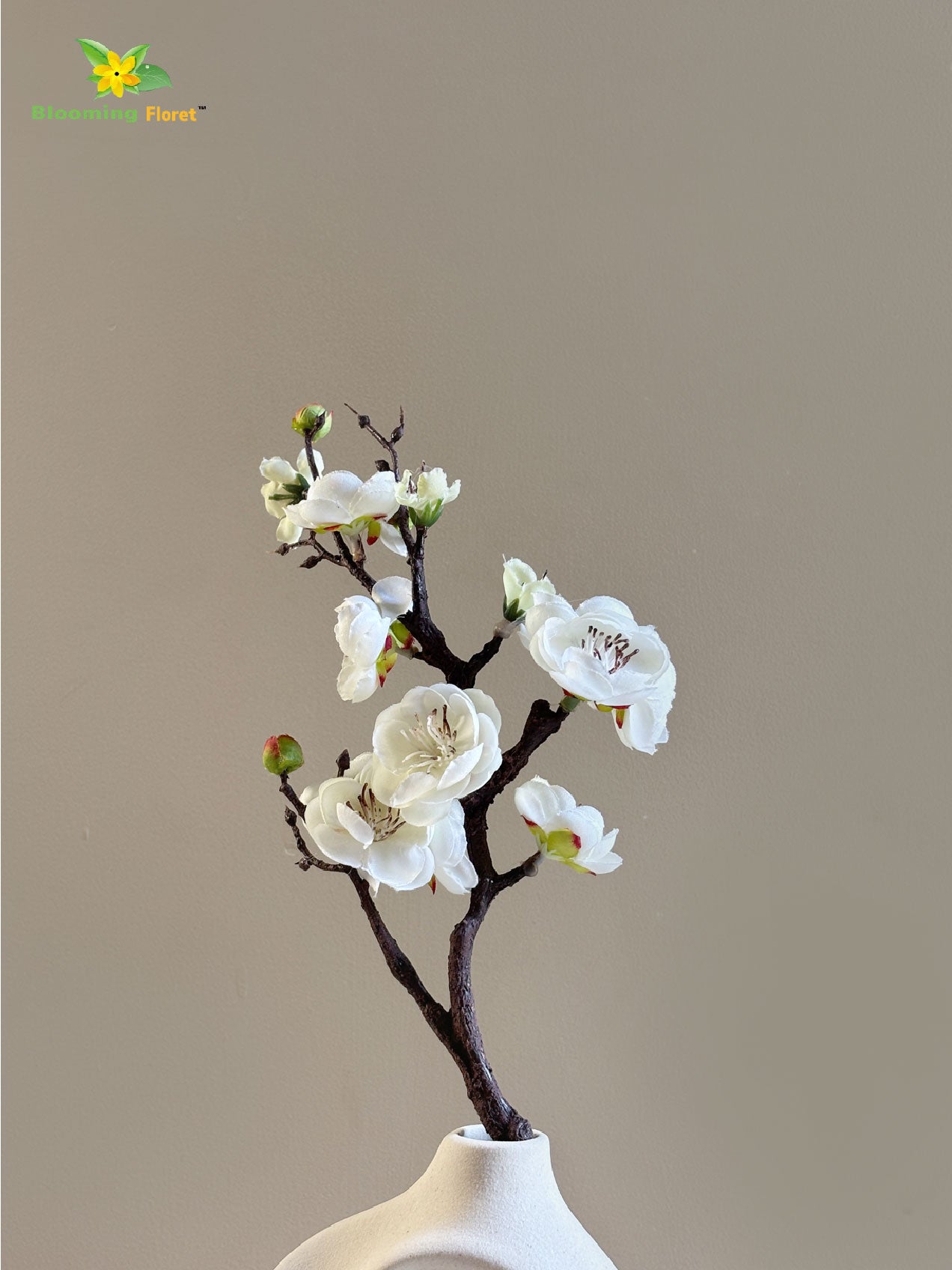 Small Plum Blossom Flower Stick (Set of 2) - White