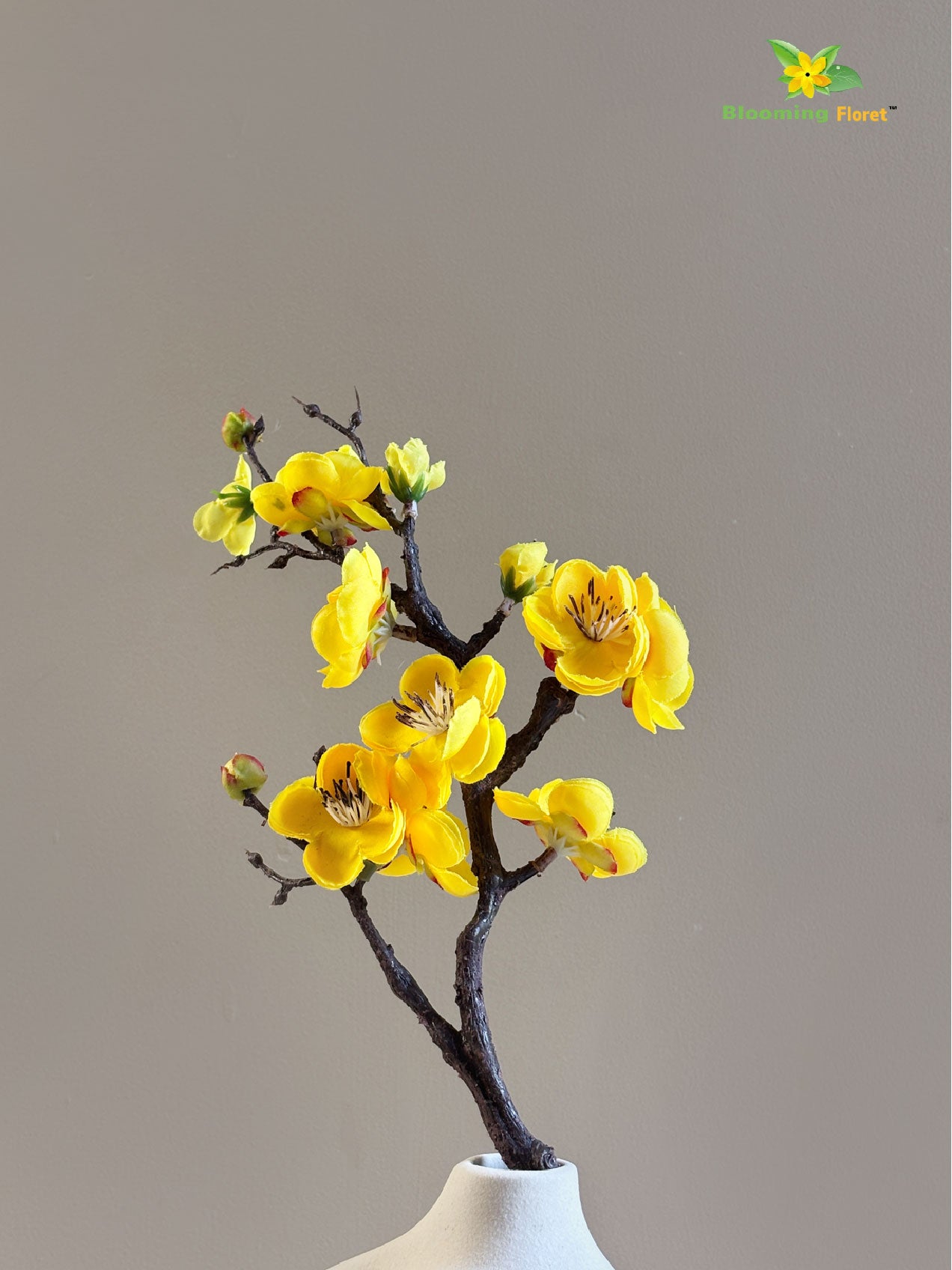 Small Plum Blossom Flower Stick | Yellow | 35 cm | Set of 2