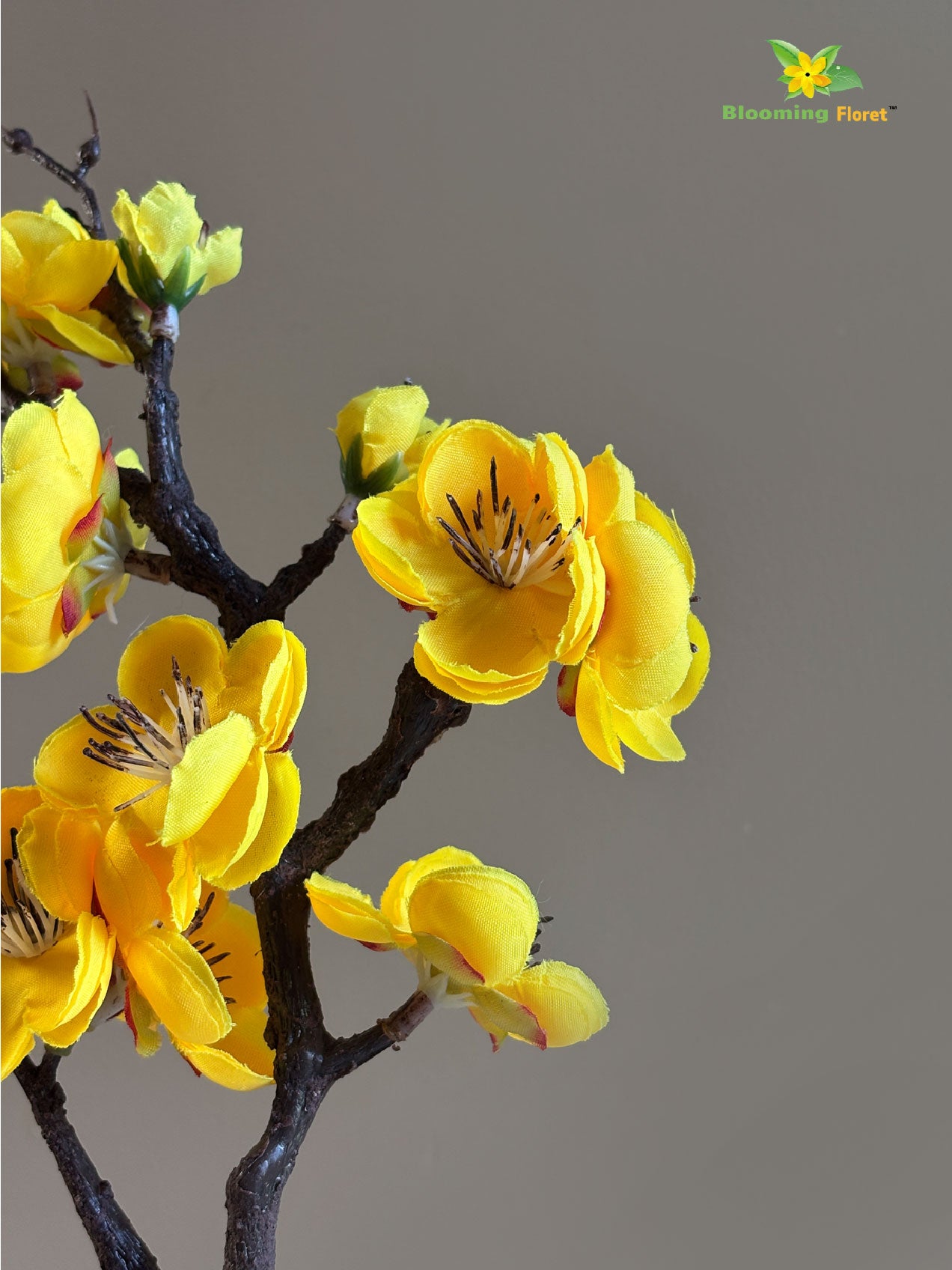 Small Plum Blossom Flower Stick | Yellow | 35 cm | Set of 2