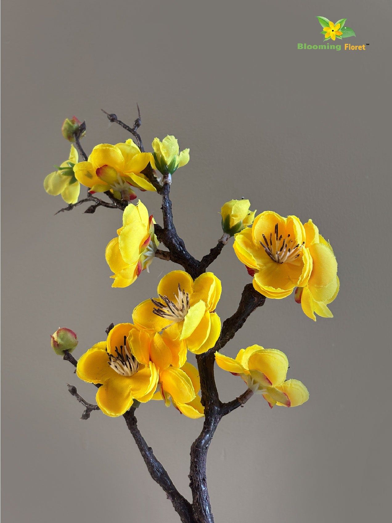 Small Plum Blossom Flower Stick | Yellow | 35 cm | Set of 2