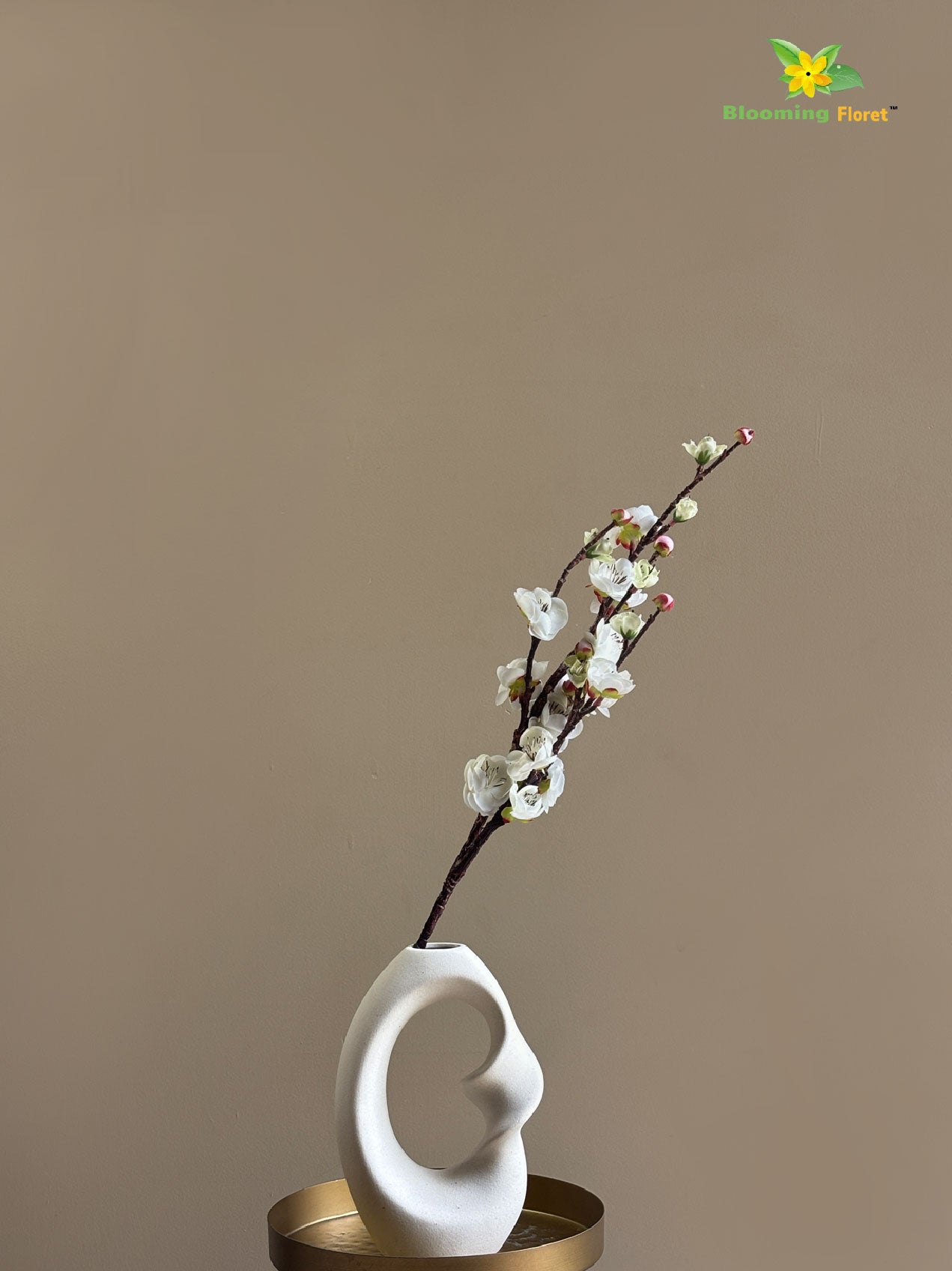 Artificial Plum Blossom Flower Stick - White
