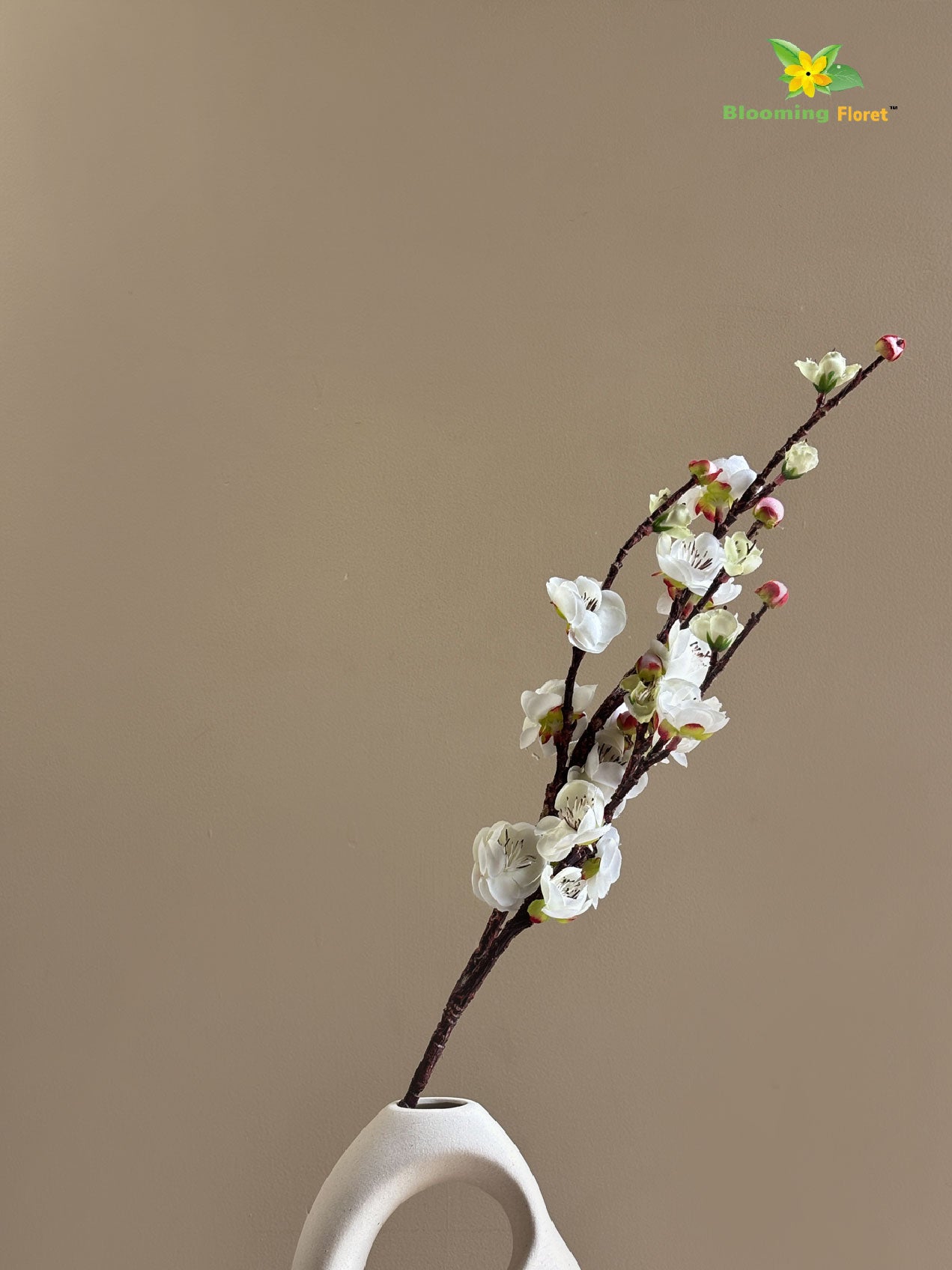 Artificial Plum Blossom Flower Stick - White